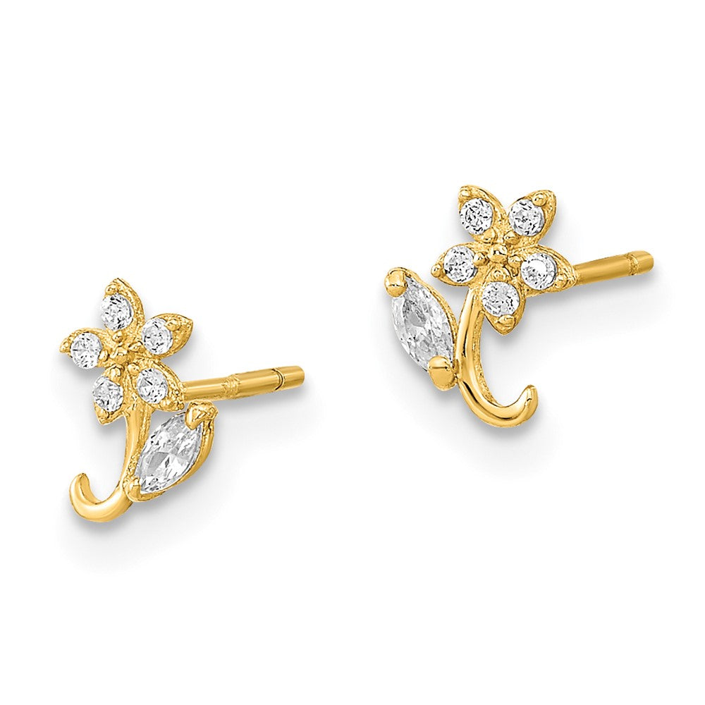 FJC Finejewelers 14 kt Yellow Gold Button Polished Flower CZ Post Earrings 5 x 5 mm