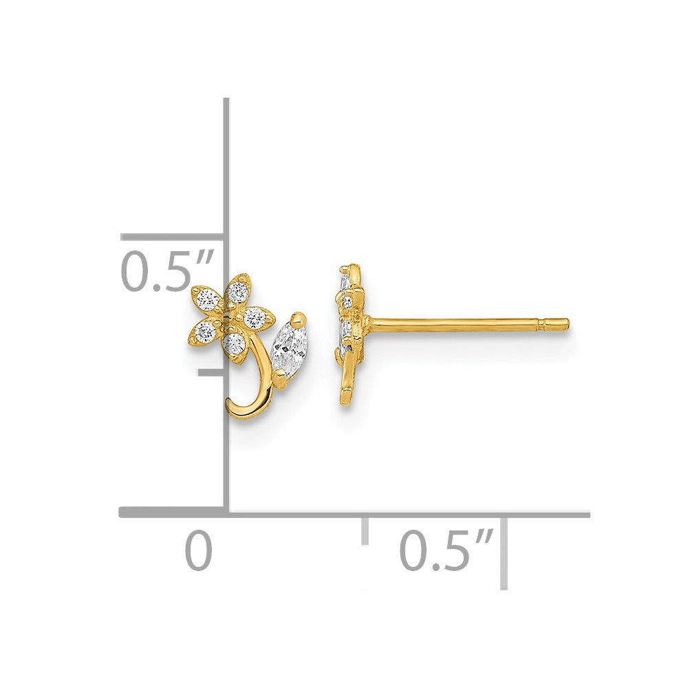 FJC Finejewelers 14 kt Yellow Gold Button Polished Flower CZ Post Earrings 5 x 5 mm