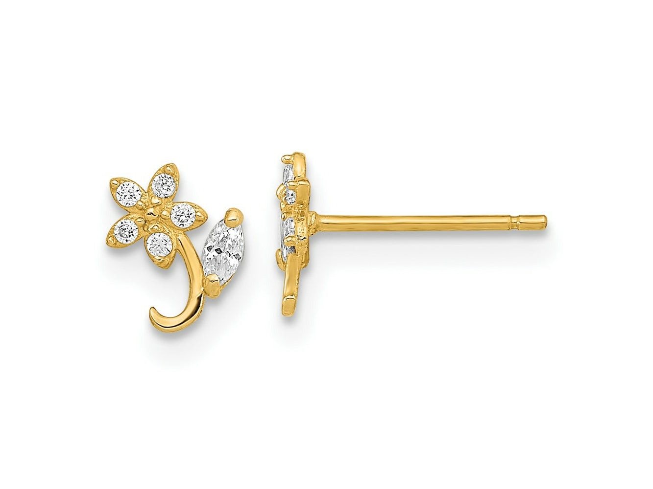 FJC Finejewelers 14 kt Yellow Gold Button Polished Flower CZ Post Earrings 5 x 5 mm