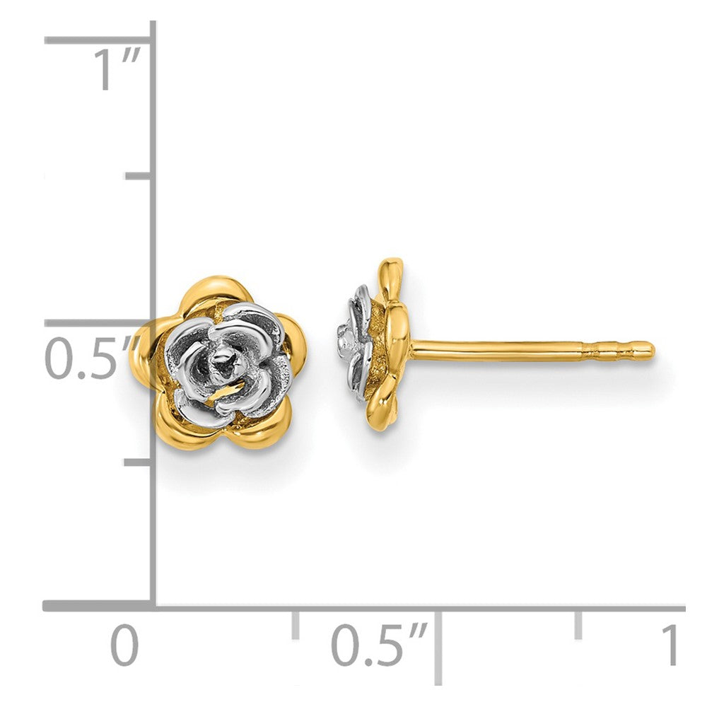 FJC Finejewelers 14 kt Two Tone Gold Button Flower Post Earrings 7 x 7 mm