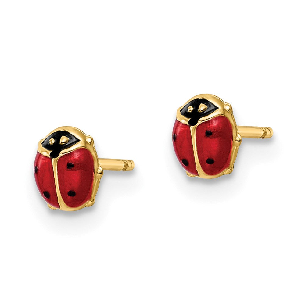 FJC Finejewelers 14 kt Yellow Gold Button Polished Enameled Small Ladybug Post Earrings 5 x 4 mm