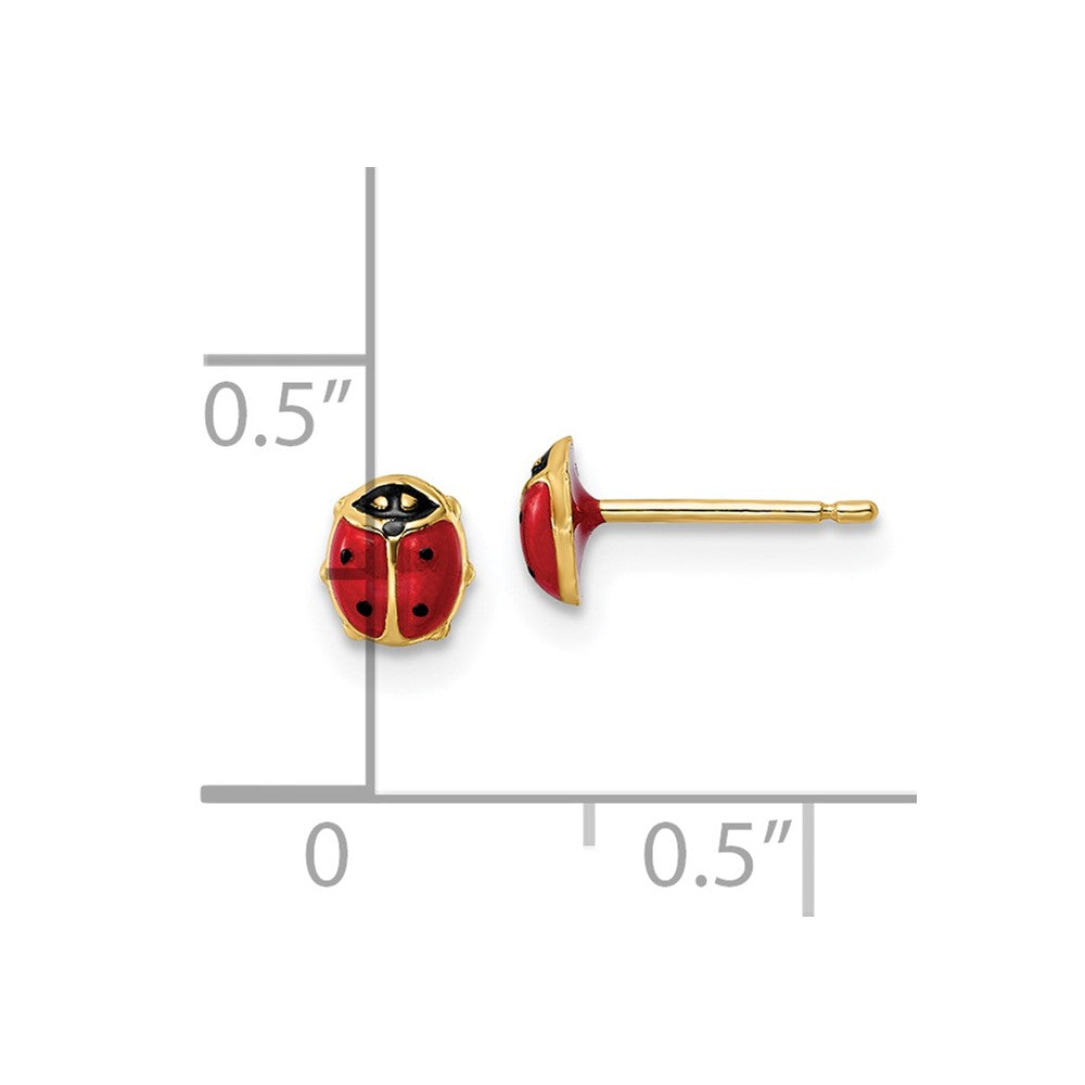 FJC Finejewelers 14 kt Yellow Gold Button Polished Enameled Small Ladybug Post Earrings 5 x 4 mm