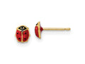 FJC Finejewelers 14 kt Yellow Gold Button Polished Enameled Small Ladybug Post Earrings 5 x 4 mm