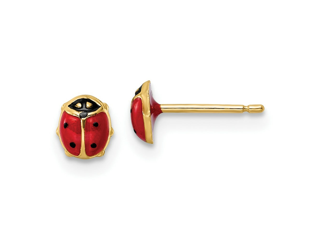 FJC Finejewelers 14 kt Yellow Gold Button Polished Enameled Small Ladybug Post Earrings 5 x 4 mm