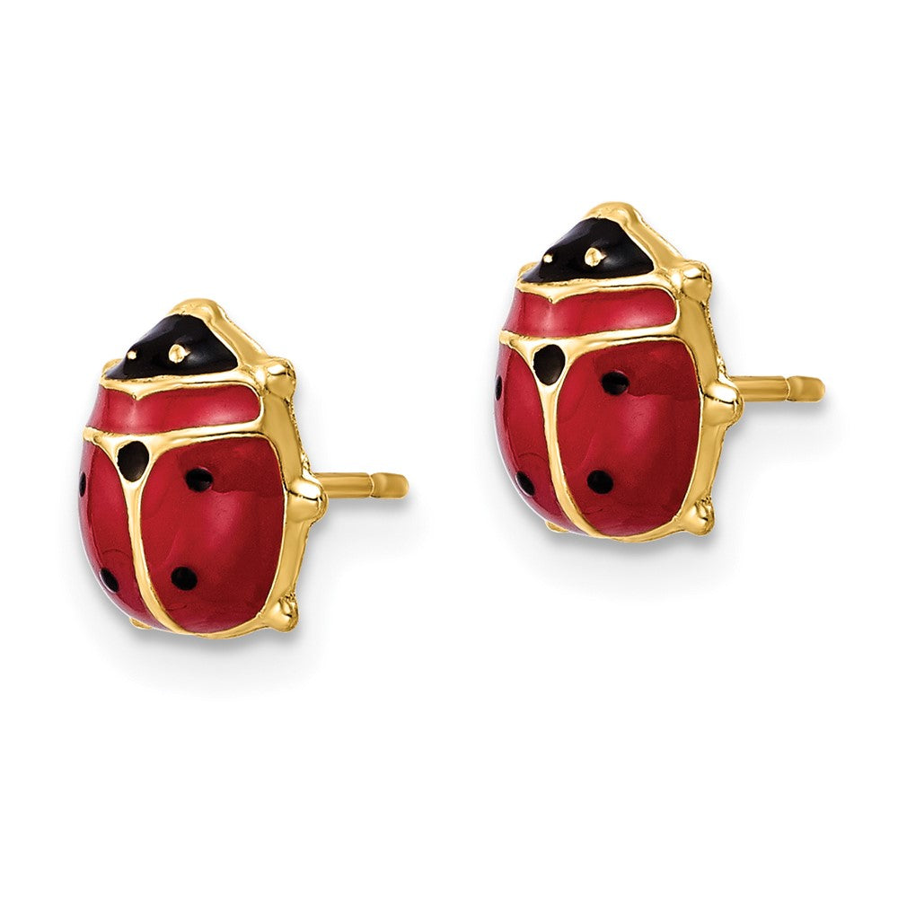 FJC Finejewelers 14 kt Yellow Gold Button Polished Enameled Large Ladybug Post Earrings 8 x 7 mm