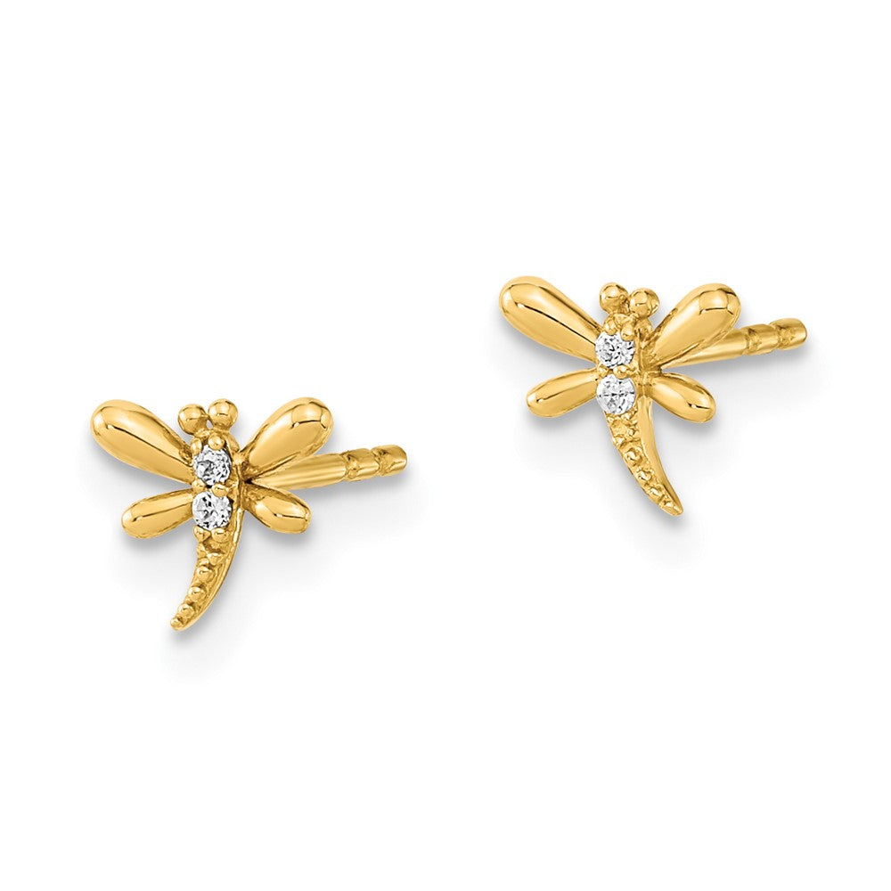 FJC Finejewelers 14 kt Yellow Gold Button Polished Dragonfly with CZ Post Earrings 5 x 6 mm