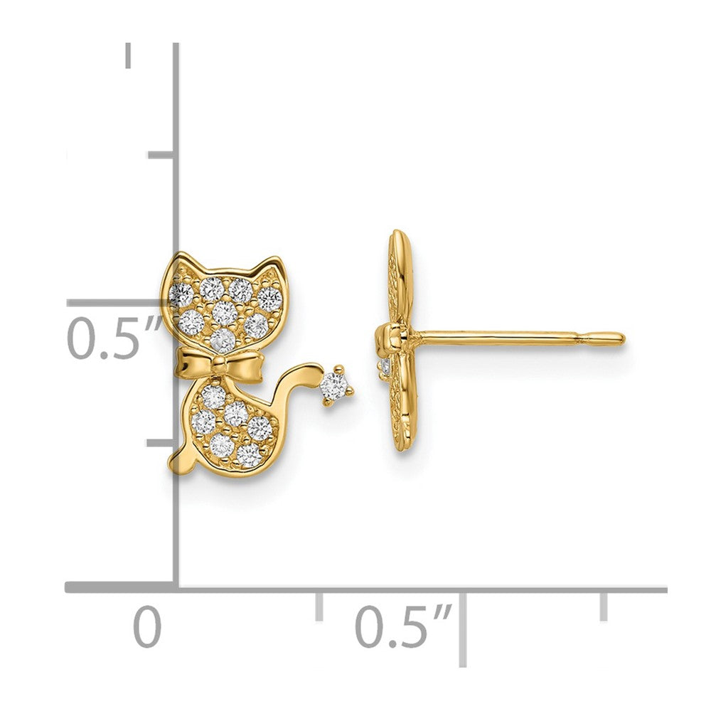 FJC Finejewelers 14 kt Yellow Gold Button CZ Cat Post Earrings 10 x 9 mm