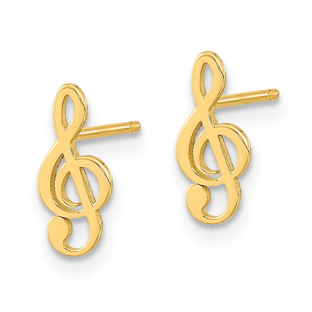 FJC Finejewelers 14 kt Yellow Gold Button Polished Treble Clef Note Post Earrings 10 x 5 mm