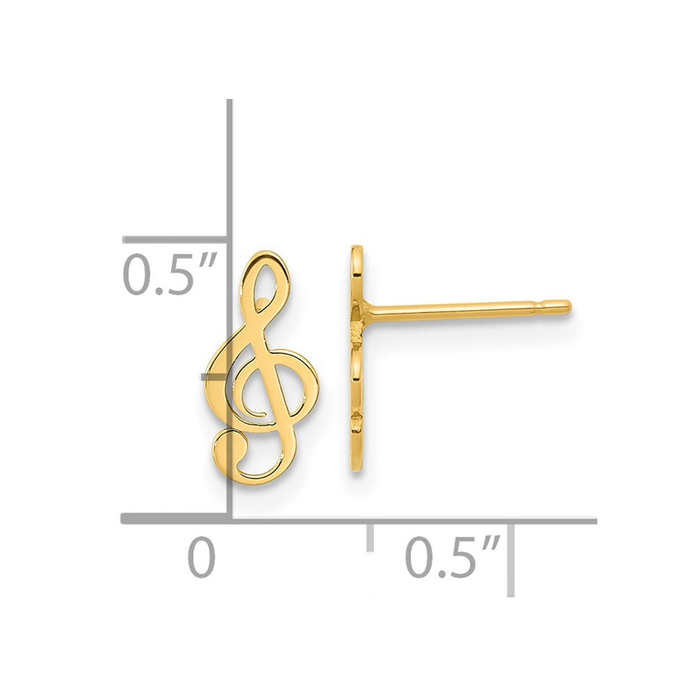 FJC Finejewelers 14 kt Yellow Gold Button Polished Treble Clef Note Post Earrings 10 x 5 mm