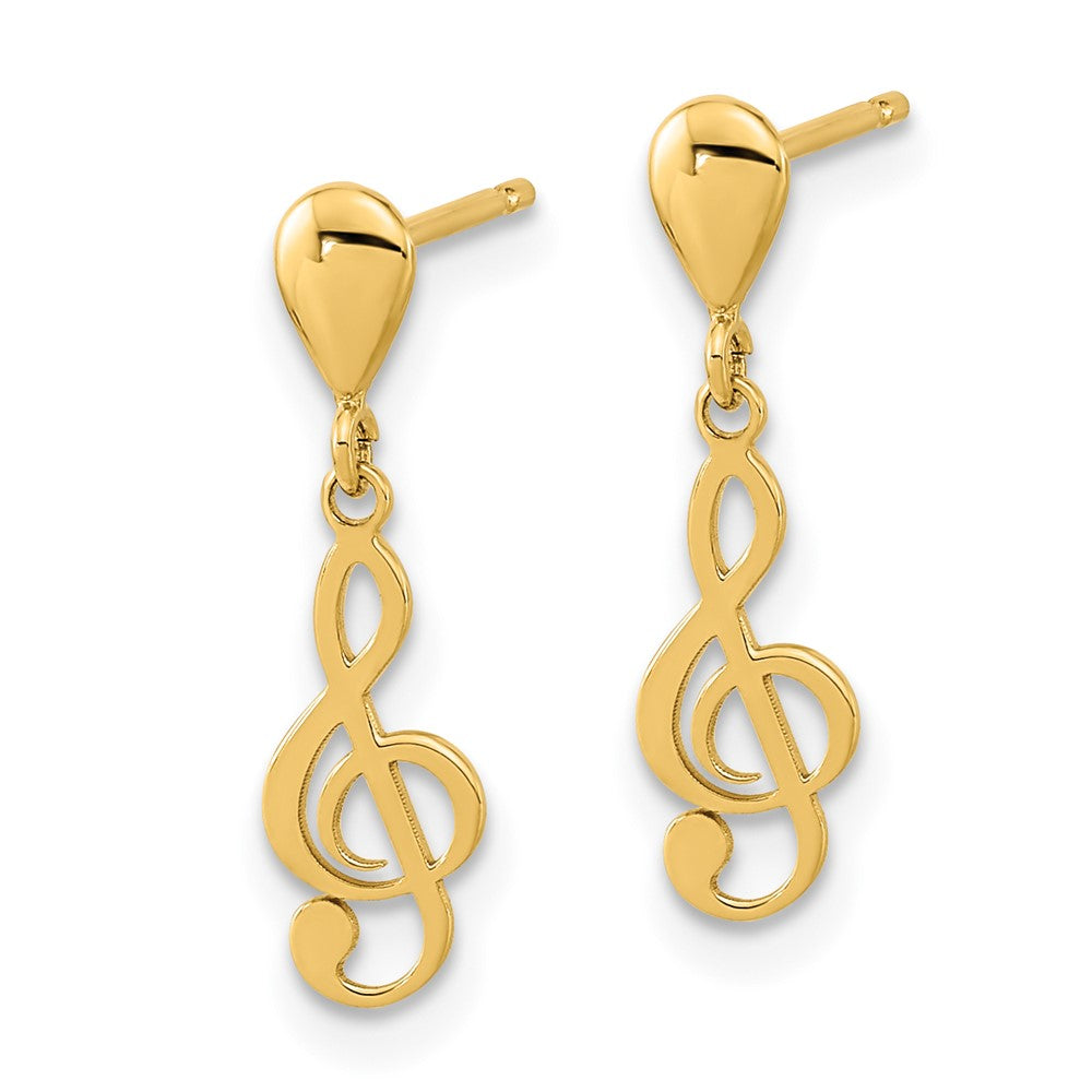 FJC Finejewelers 14 kt Yellow Gold Polished Treble Clef Dangle Earrings 18 x 5 mm