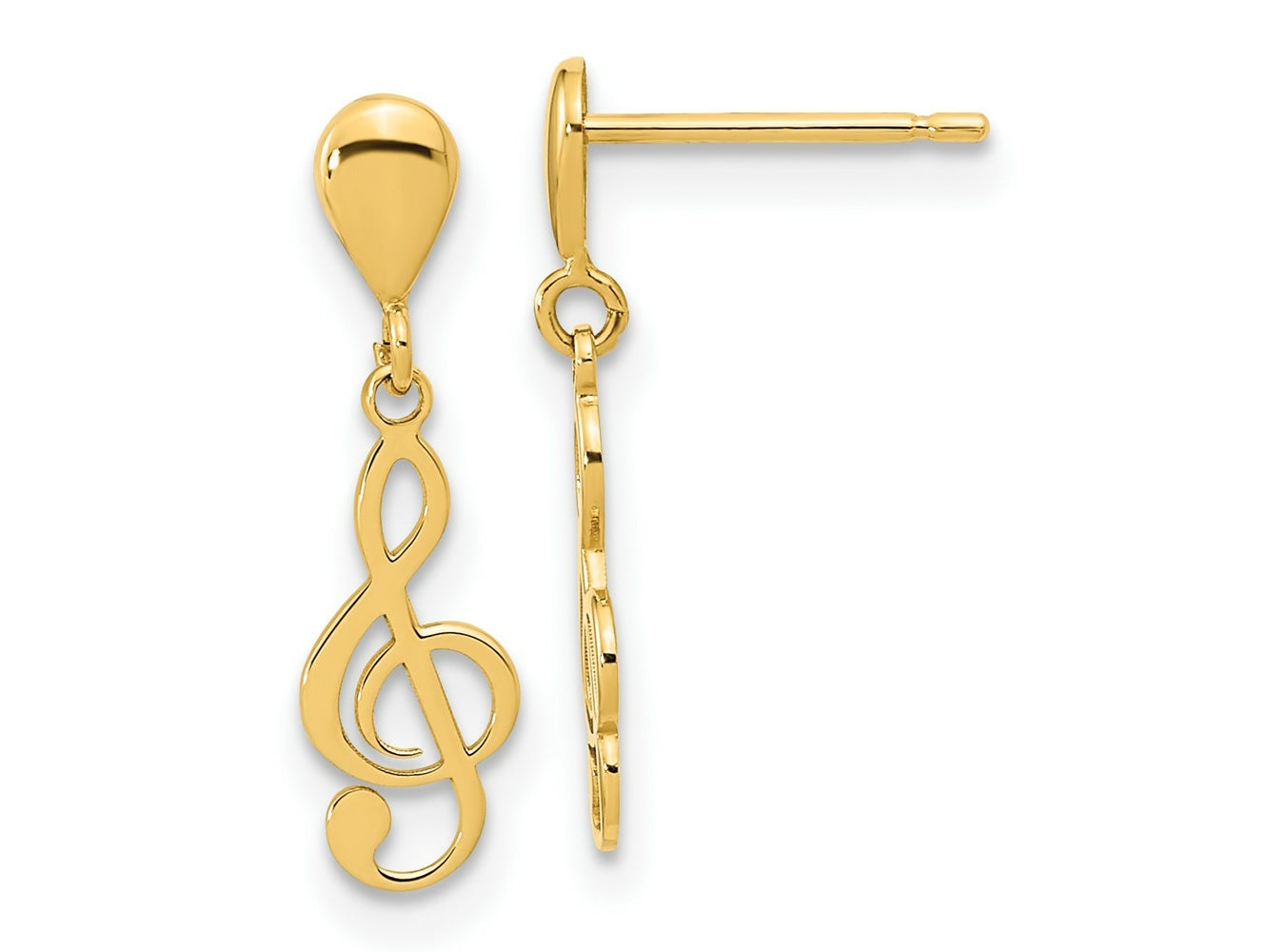 FJC Finejewelers 14 kt Yellow Gold Polished Treble Clef Dangle Earrings 18 x 5 mm