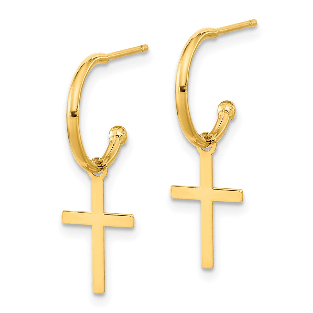 FJC Finejewelers 14 kt Yellow Gold Polished Cross Dangle Earrings 24 x 8 mm