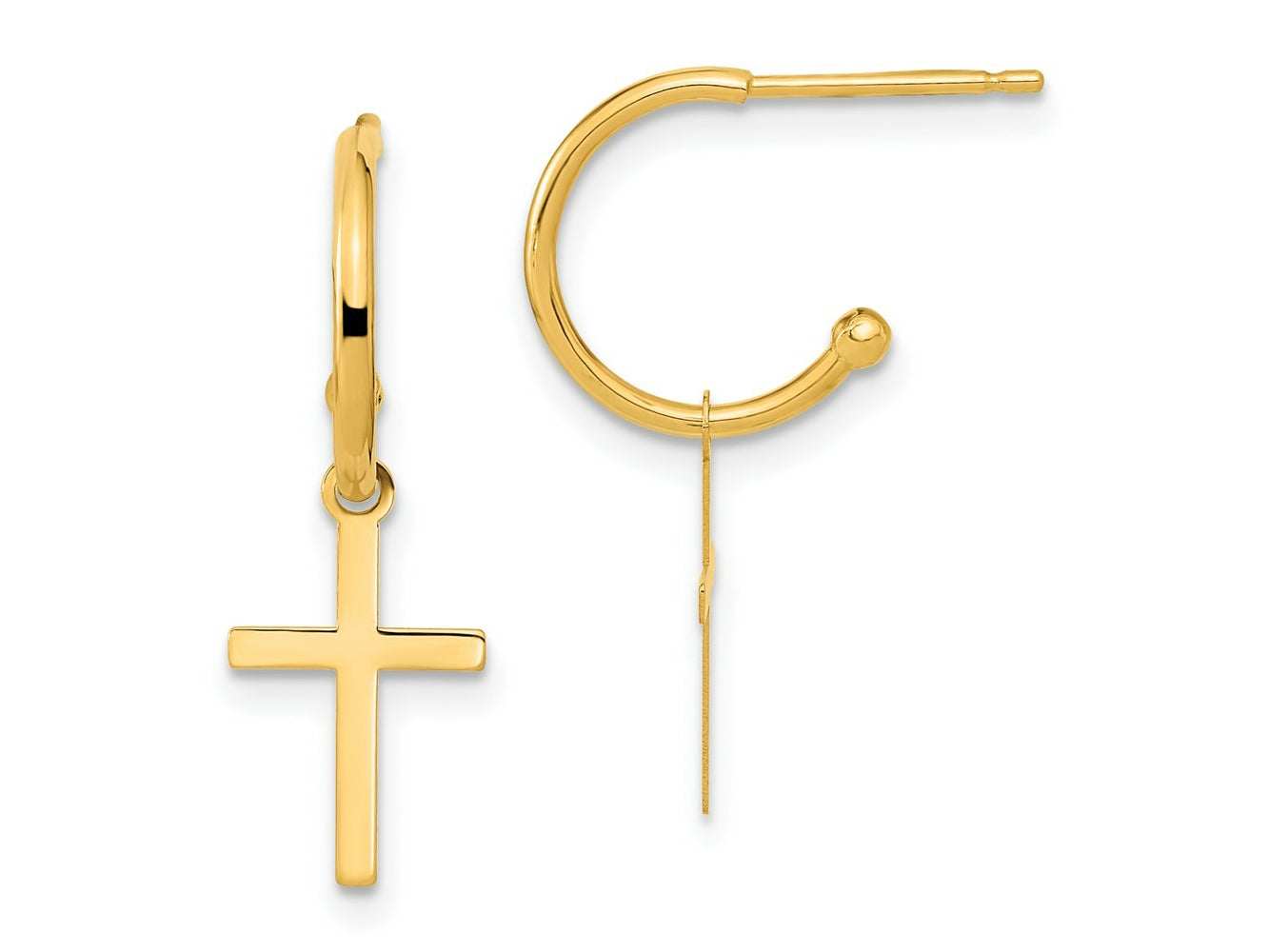 FJC Finejewelers 14 kt Yellow Gold Polished Cross Dangle Earrings 24 x 8 mm