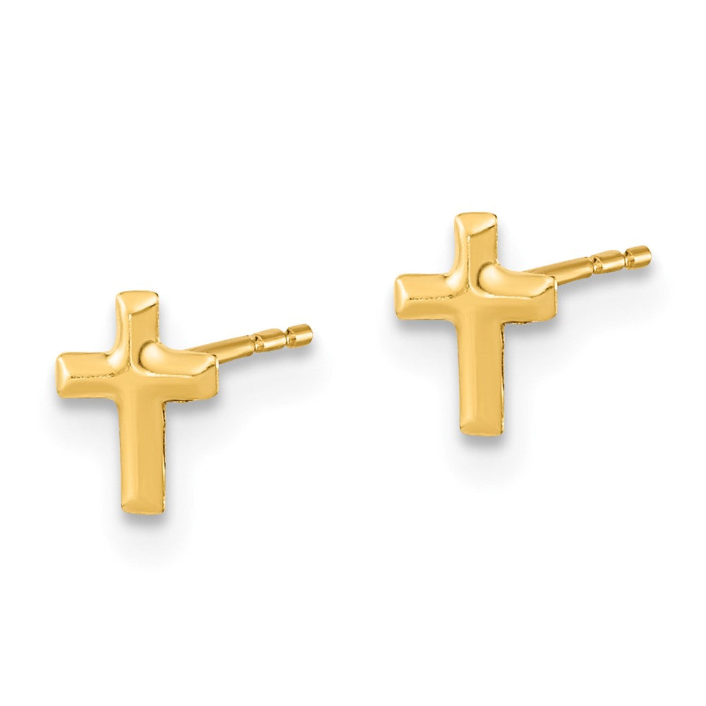 FJC Finejewelers 14 kt Yellow Gold Button Set of Ball Post CZ Flowers and Cross 3 Pair Earrings Set 6 x 4 mm