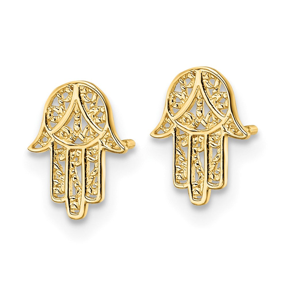 FJC Finejewelers 14 kt Yellow Gold Button Hamsa Post Earrings 8 mm x 6 mm