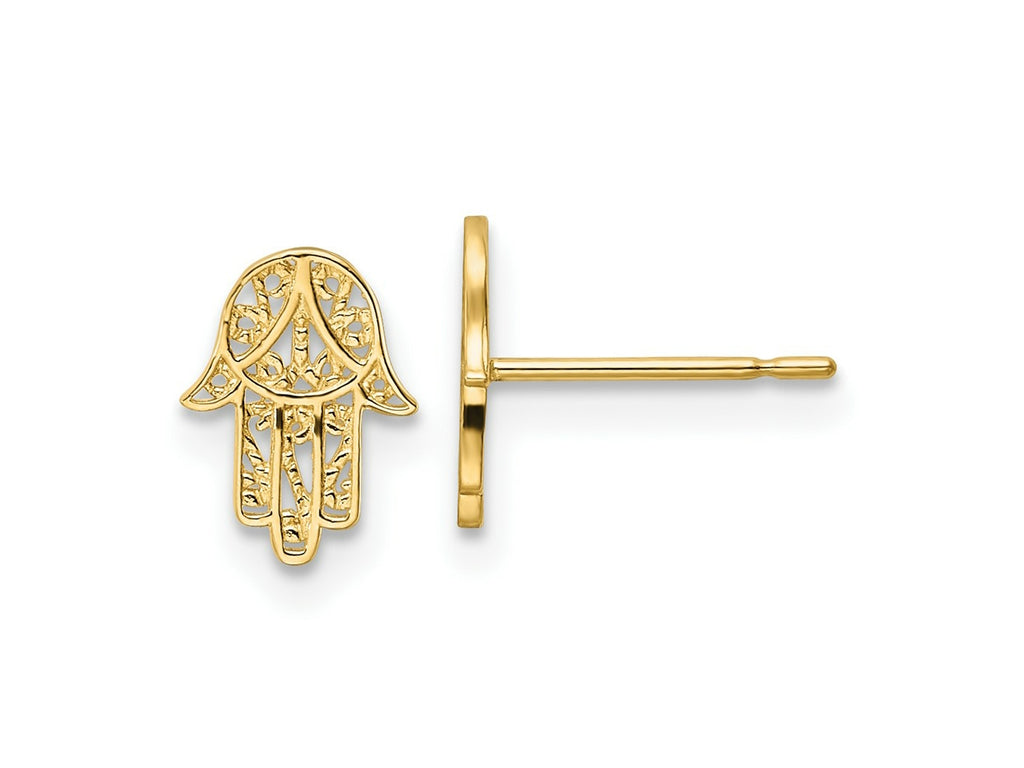FJC Finejewelers 14 kt Yellow Gold Button Hamsa Post Earrings 8 mm x 6 mm