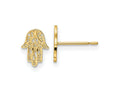 FJC Finejewelers 14 kt Yellow Gold Button Hamsa Post Earrings 8 mm x 6 mm