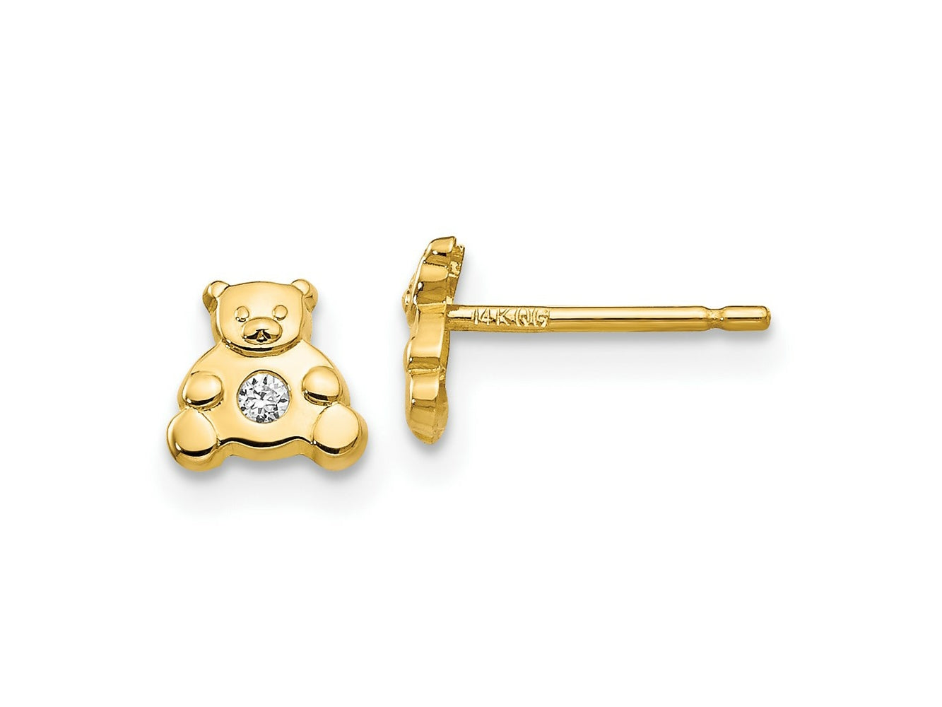 FJC Finejewelers 14 kt Yellow Gold Button Bear with CZ Earrings 6 mm x 6 mm