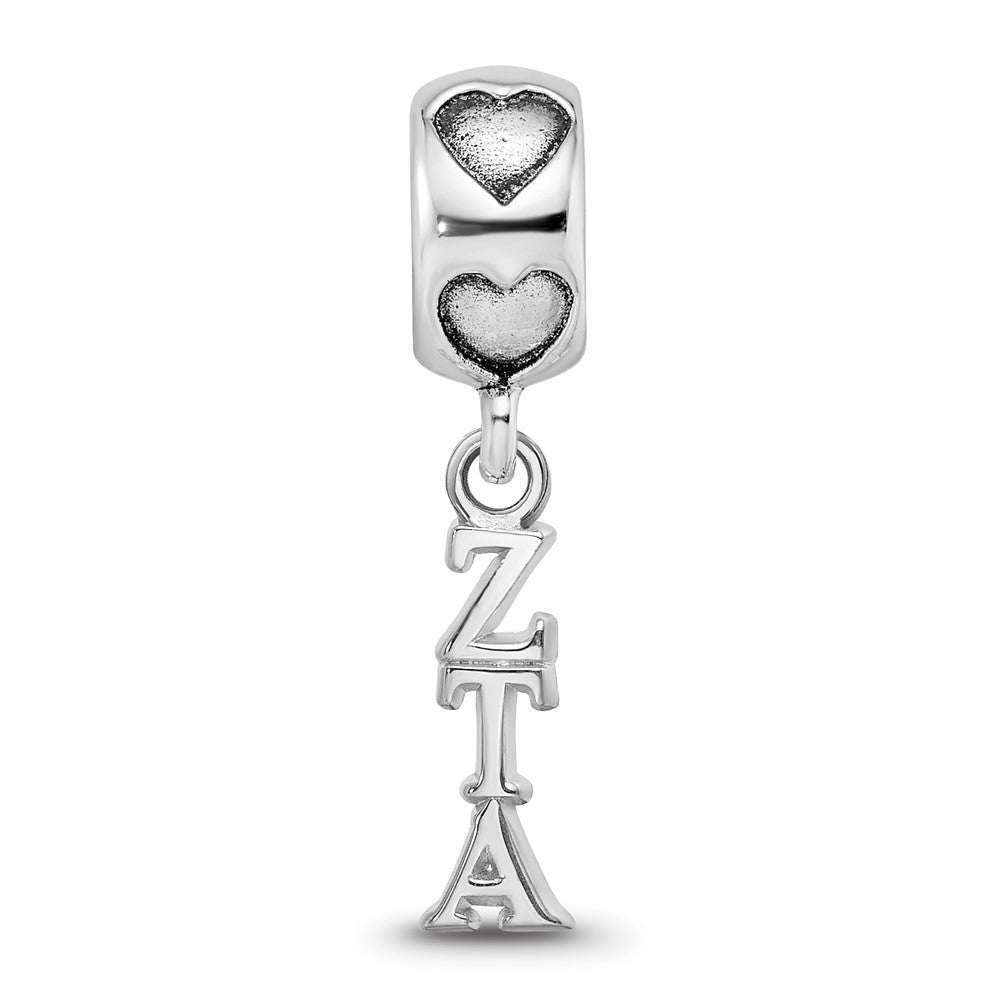 LogoArt  925 Sterling Silver Zeta Tau Alpha Vertical Letters on Heart Bead