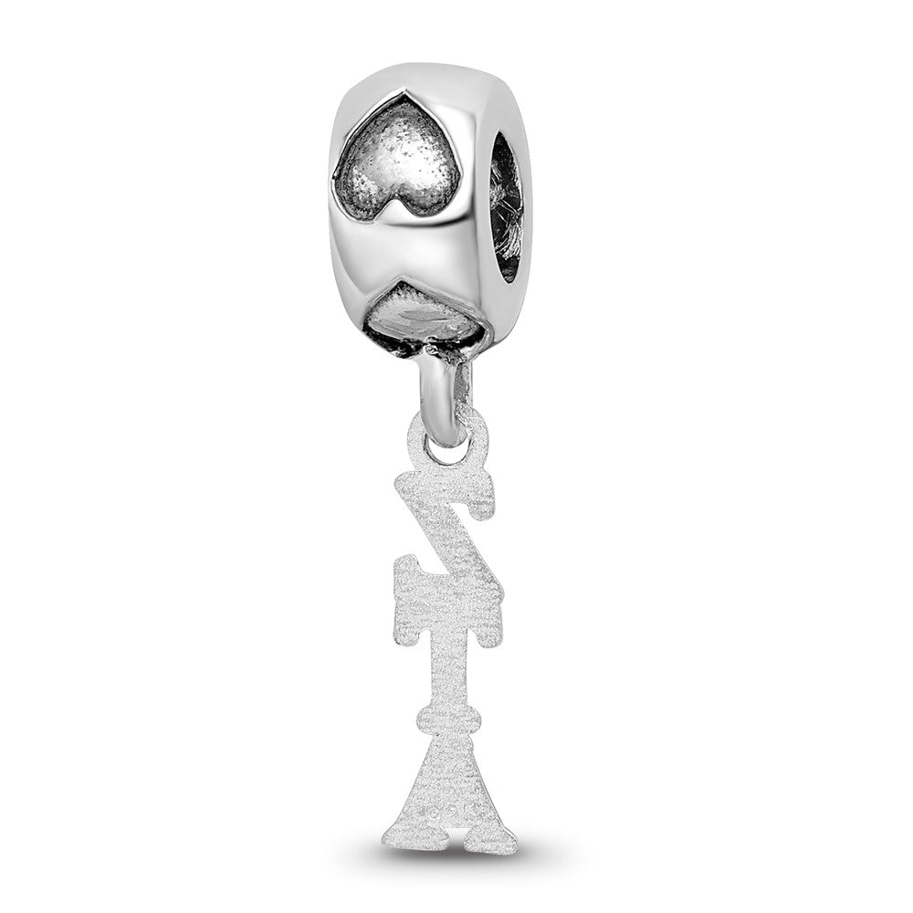 LogoArt  925 Sterling Silver Zeta Tau Alpha Vertical Letters on Heart Bead