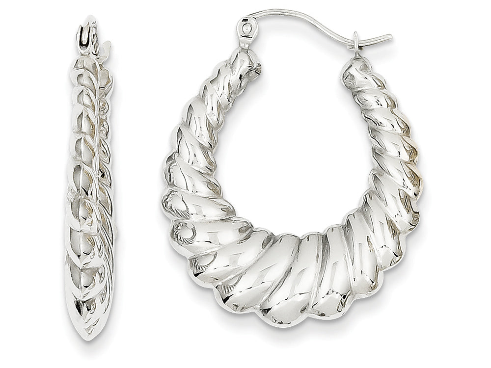 FJC Finejewelers 14k White Gold Polished Scalloped Hoop Earrings