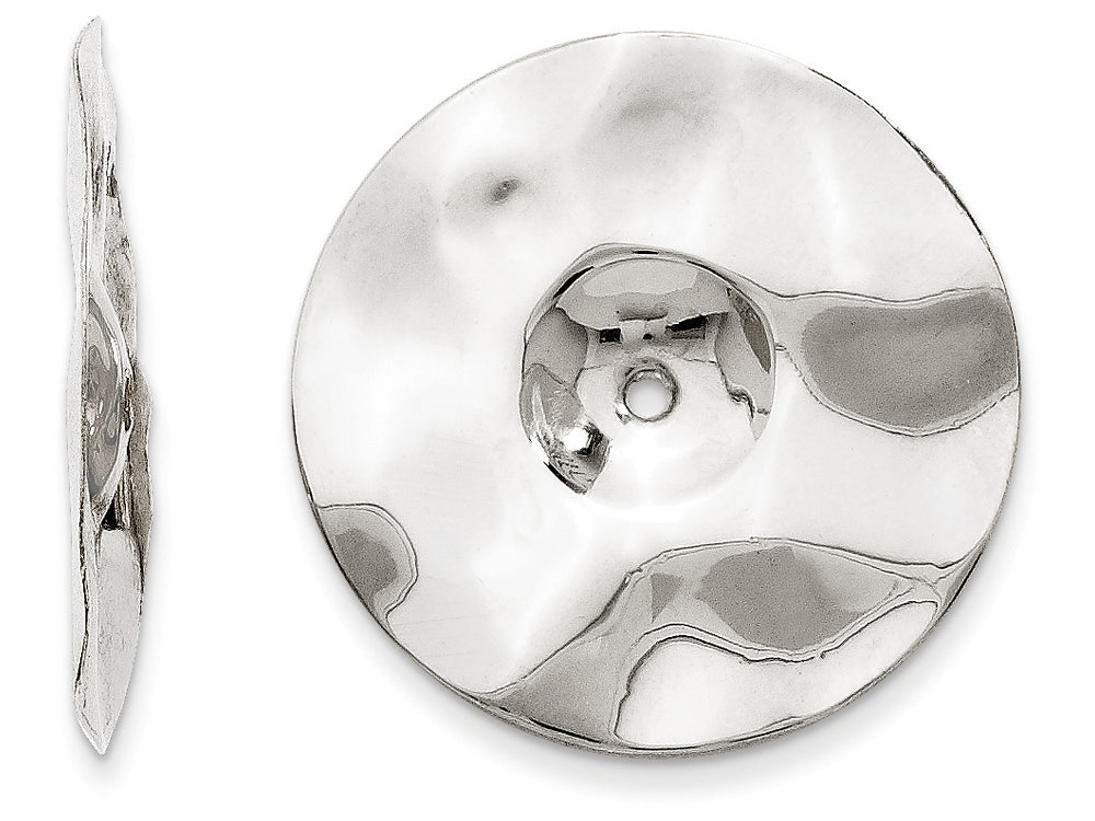 FJC Finejewelers 14k White Gold Polished Hammered Disc Earring Jackets