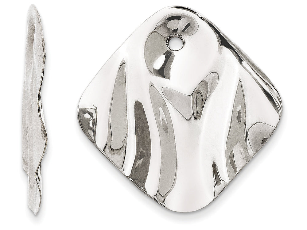 FJC Finejewelers 14k White Gold Polished Hammered Square Earring Jackets