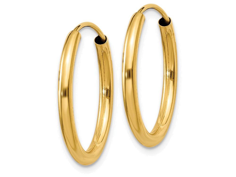 FJC Finejewelers 14k Yellow Gold Polished Round Endless 2mm Hoop Earrings