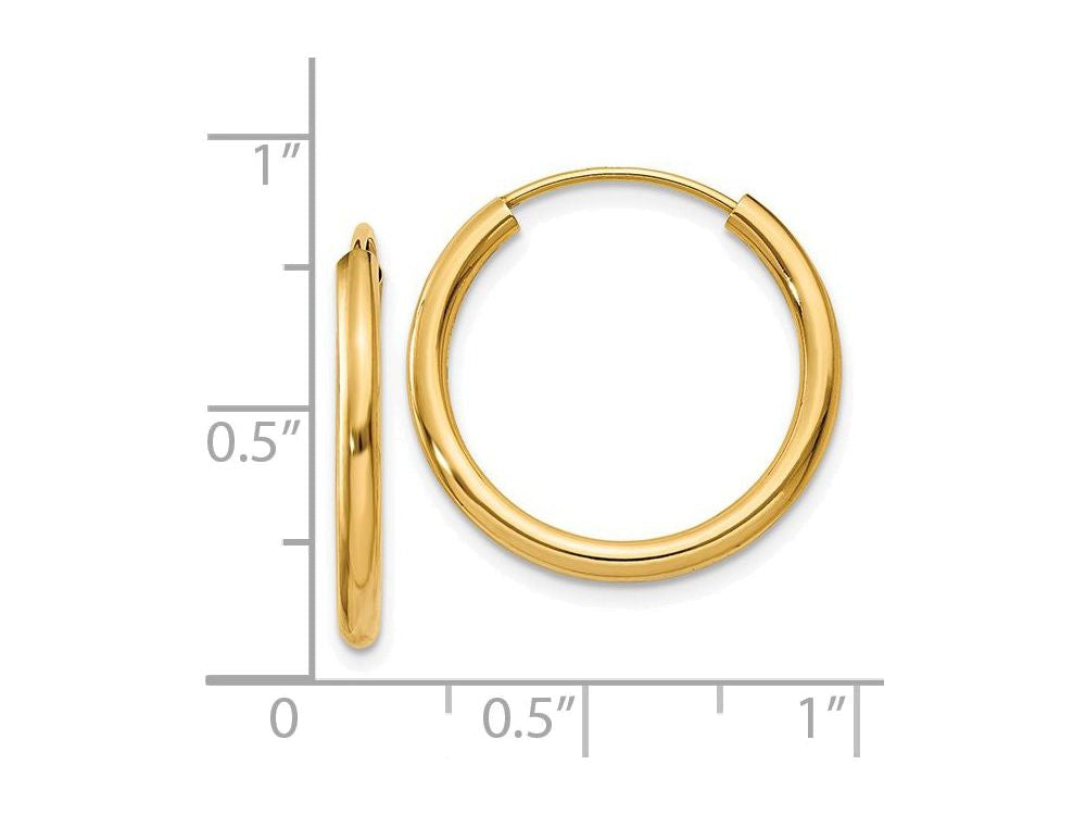 FJC Finejewelers 14k Yellow Gold Polished Round Endless 2mm Hoop Earrings