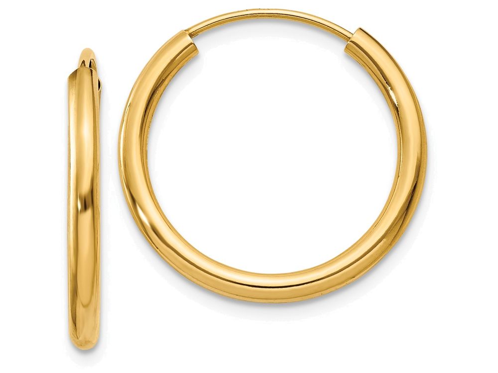 FJC Finejewelers 14k Yellow Gold Polished Round Endless 2mm Hoop Earrings
