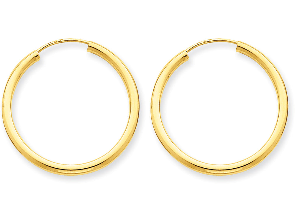 FJC Finejewelers 14k Yellow Gold Polished Round Endless 2mm Hoop Earrings