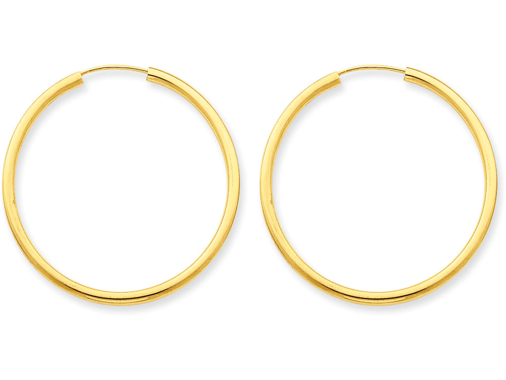 FJC Finejewelers 14k Yellow Gold Polished Round Endless 2mm Hoop Earrings
