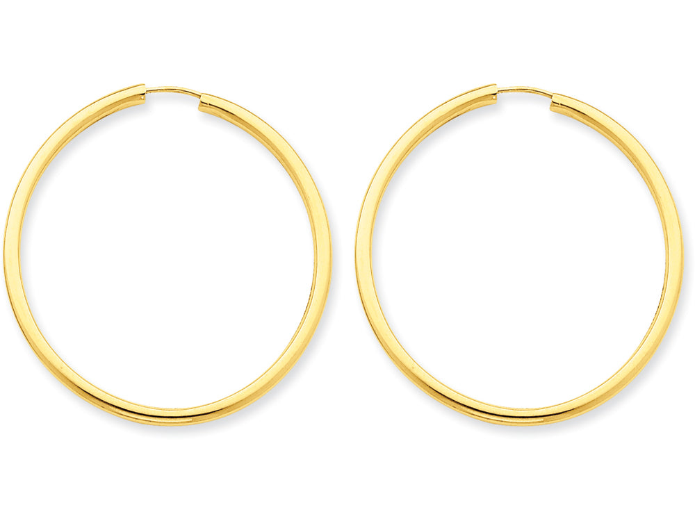 FJC Finejewelers 14k Yellow Gold Polished Round Endless 2mm Hoop Earrings
