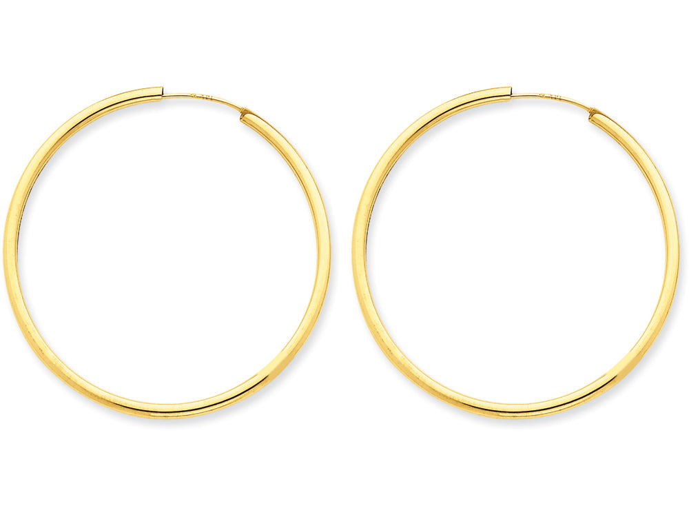 FJC Finejewelers 14k Yellow Gold Polished Round Endless 2mm Hoop Earrings