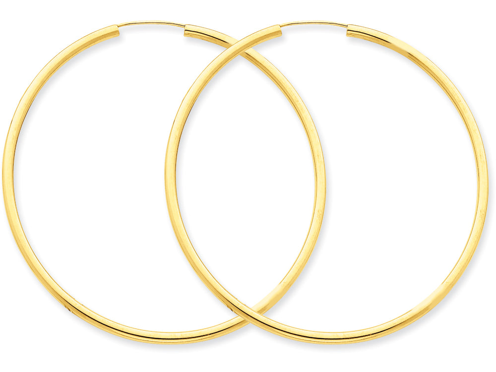 FJC Finejewelers 14k Yellow Gold Polished Round Endless 2mm Hoop Earrings