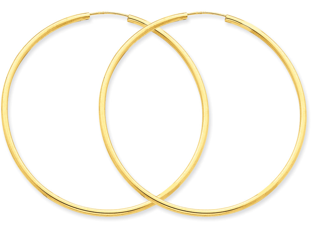 FJC Finejewelers 14k Yellow Gold Polished Round Endless 2mm Hoop Earrings