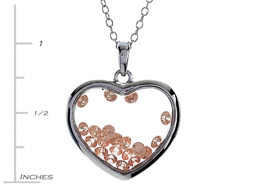 Finejewelers Floating Champagne Color Cubic Zirconia Heart Shape Sterling Silver Glass Pendant Necklace
