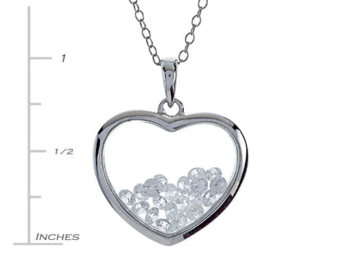 Finejewelers Floating April Birth Month Cubic Zirconia Heart Shape Sterling Silver Glass Pendant Necklace