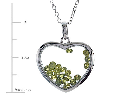 Finejewelers Floating August Birth Months Simulated Peridot Heart Sterling Silver Glass Pendant Necklace