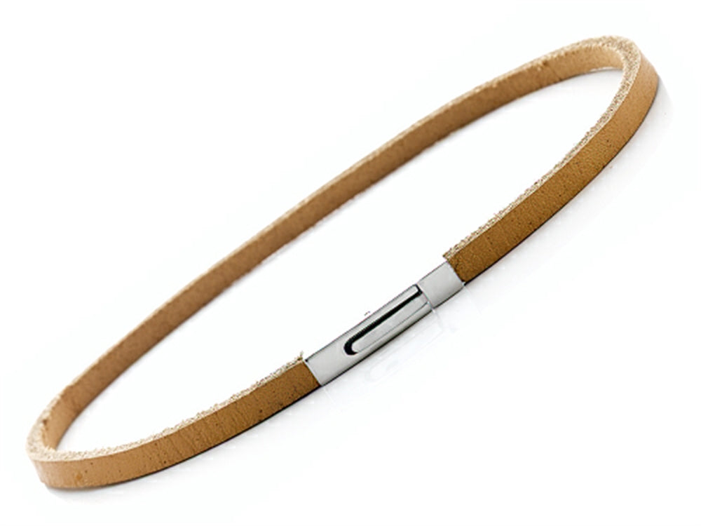 Finejewelers Tan Leather Double Wrap Bracelet With Magnetic Stainless Steel Clasp