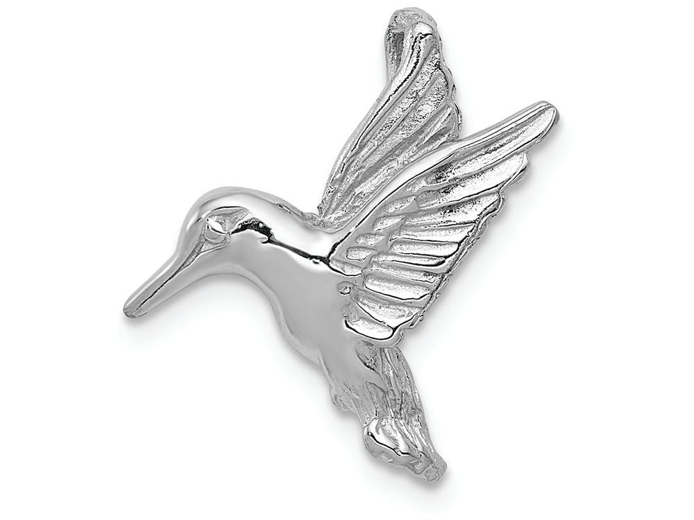 FJC Finejewelers 14k White Gold Polished Open-backed Hummingbird Chain Slide Charm