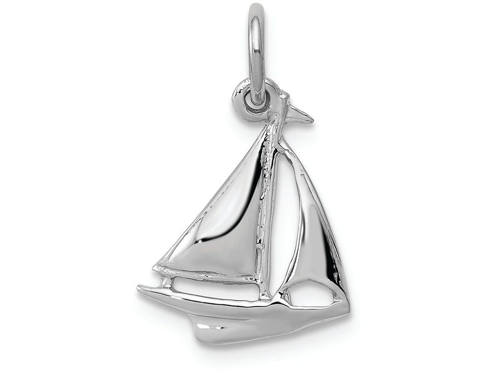 FJC Finejewelers 14k White Gold Solid Polished 3d Sailboat Charm