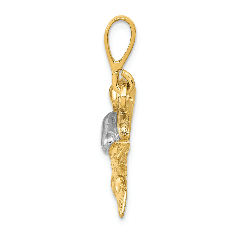 FJC Finejewelers 14k Yellow Gold with Rhodium Polished Open-backed Scuba Diver Pedant Charm