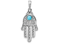 FJC Finejewelers 14k White Gold Turquoise Filigree Chamseh Charm