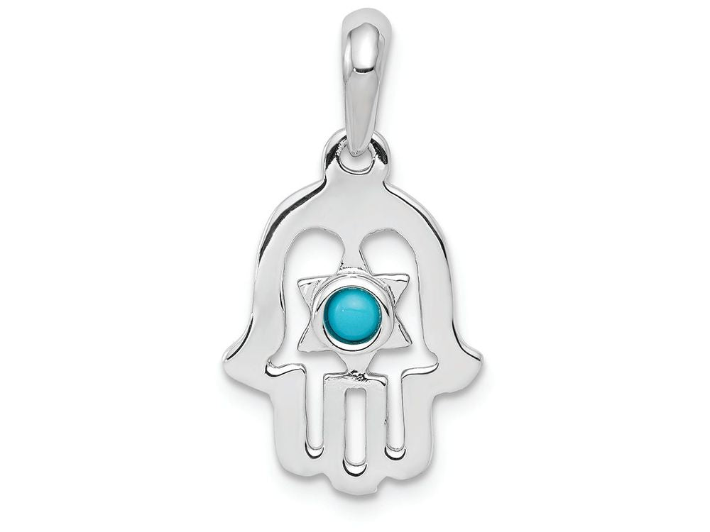 FJC Finejewelers 14k White Gold Turquoise Chamseh Charm