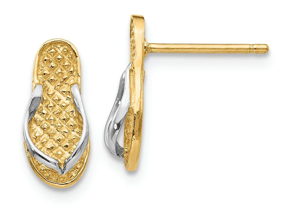 FJC Finejewelers 14k Yellow Gold with Rhodium Flip Flop Earrings