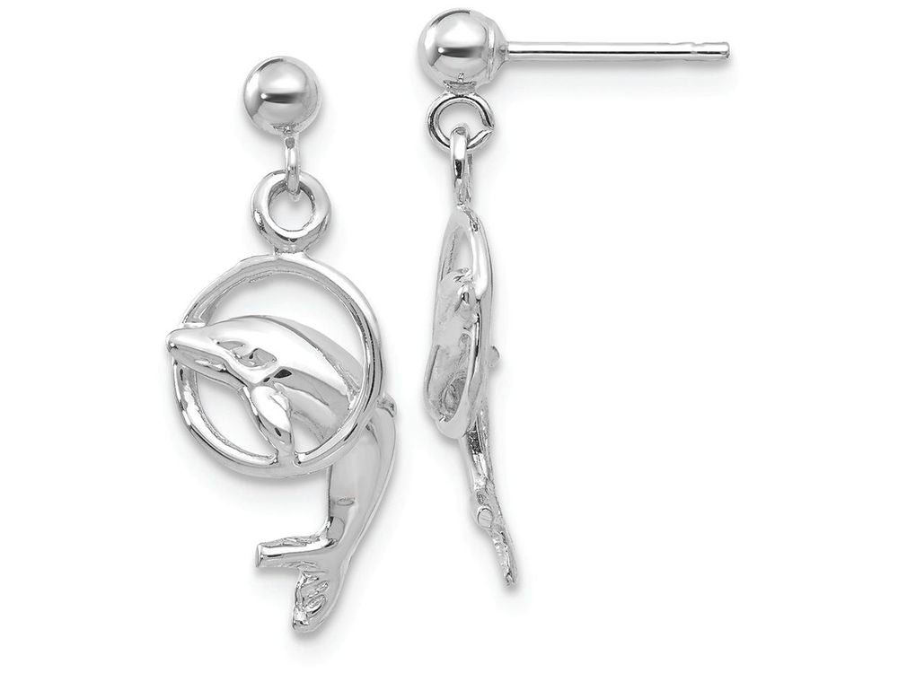 FJC Finejewelers 14k White Gold Dolphin Dangle Earrings