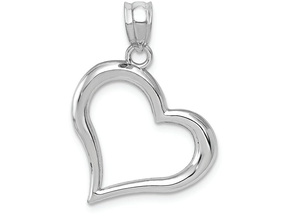 FJC Finejewelers 14k White Gold Polished Open Heart Charm