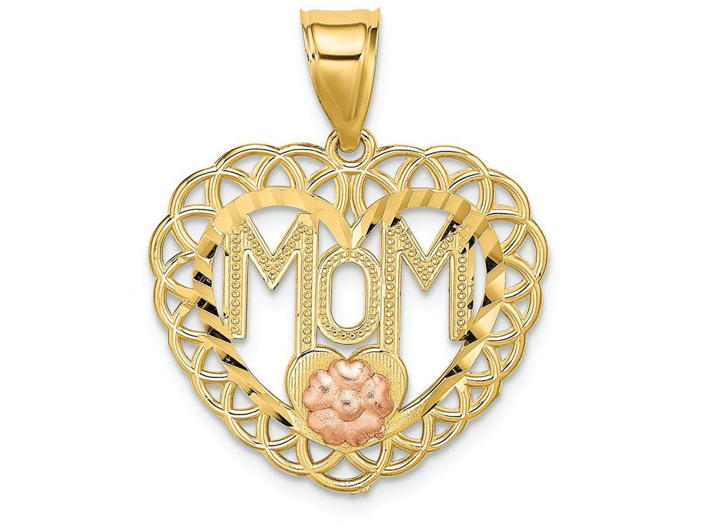 FJC Finejewelers 14k Two-tone Gold Mom In Heart Frame Charm