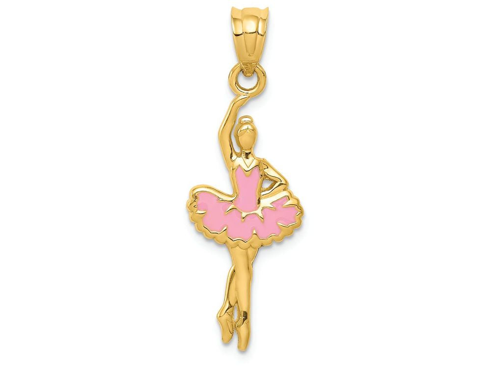 FJC Finejewelers 14k Yellow Gold Pink Enameled Ballerina Charm